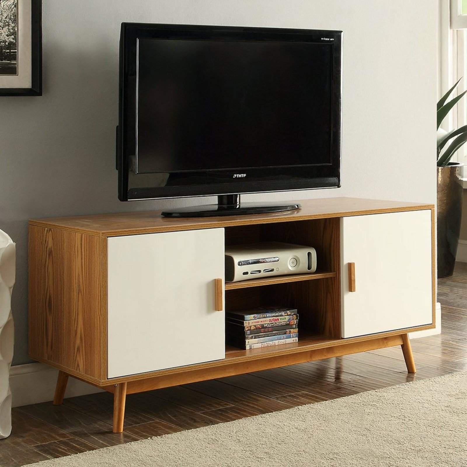 Tv Stand W Two Doors Dvd Entertainment Unit Video Storage Tv Stand W Two Doors Dvd