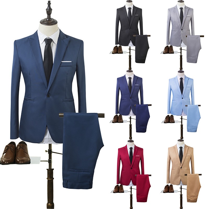 2tlg Herren Anzug Business Smoking Hochzeit Bräutigam Slim Fit Sakko Jacke Hose