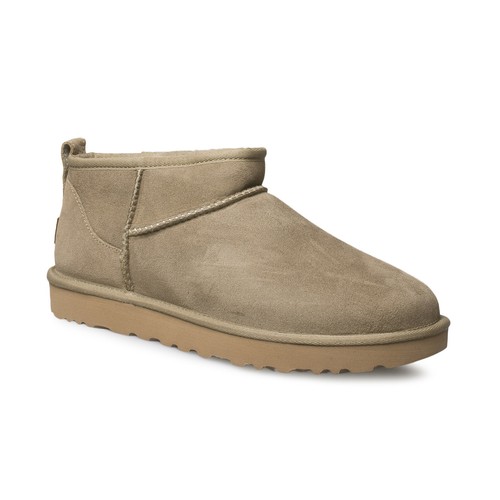Pre-owned Ugg Classic Ultra Mini Antilope Suede Fur Comfort Women's Boots Size Us 6 In Brown