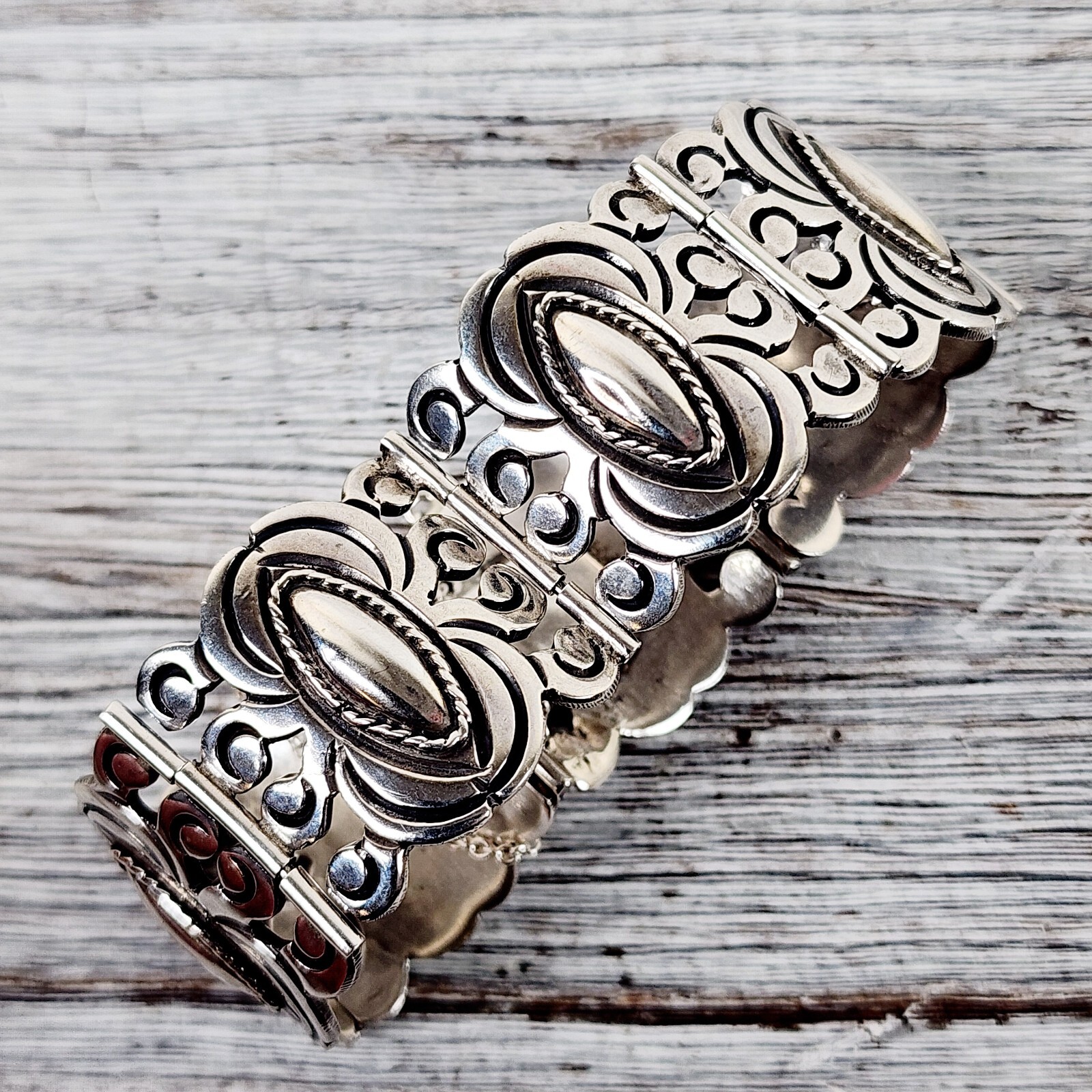 アクセサリー Vintage Silver Heavy Wide Bangle 925 VINTAGE 1930s MEXICO WIDE PANEL STERLING SILVER 925 HEAVY