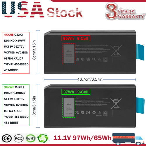 X8VWF 4XKN5 5XT3V Battery for Dell Latitude 5404 7404 5414 7414 E5404 E7404 New