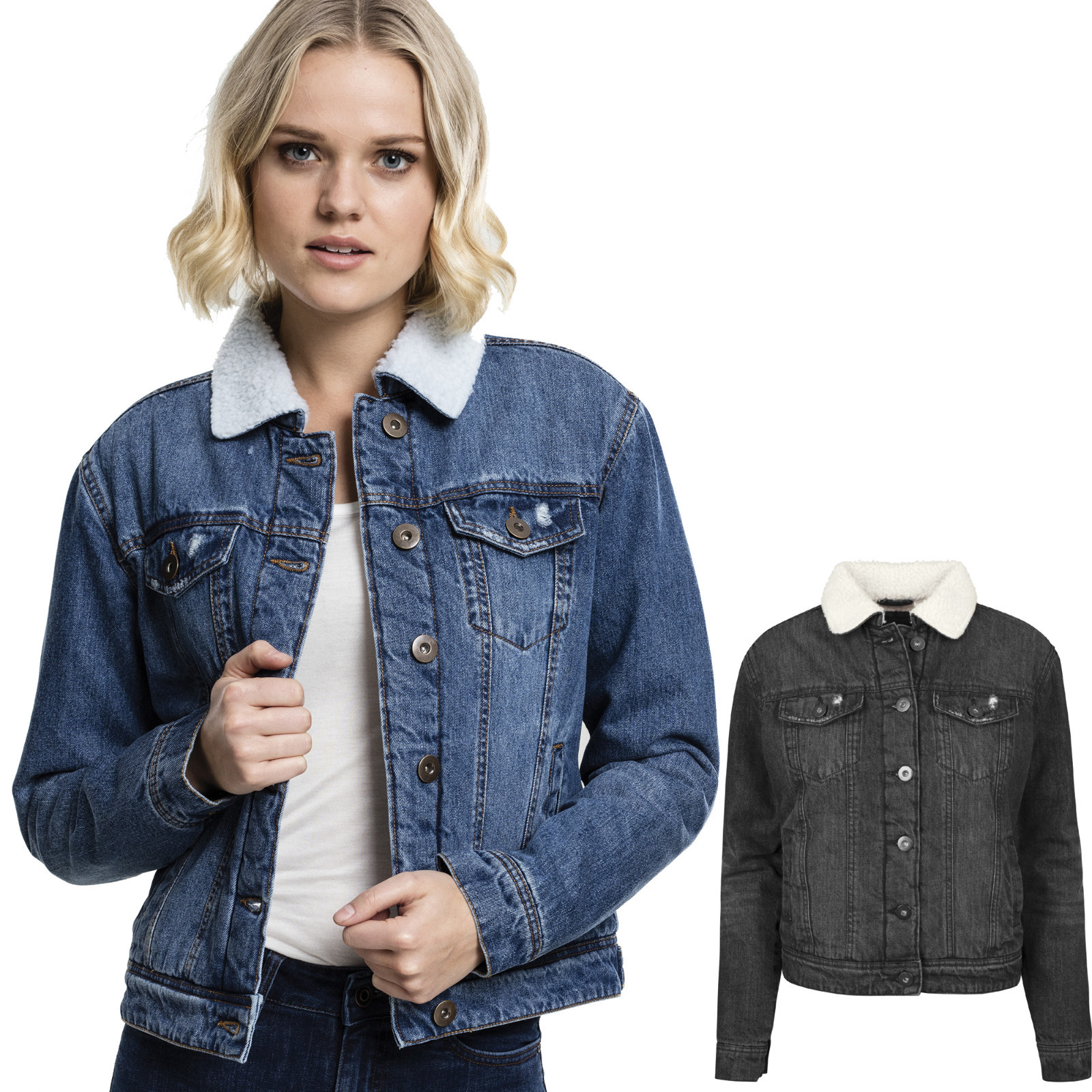 Details zu Urban Classics Damen Sherpa Denim Jeans Jacke Jeansjacke Fellkragen Fell Frauen Details zu Urban Classics Damen Sherpa Denim Jeans Jacke Jeansjacke Fellkragen Fell Frauen