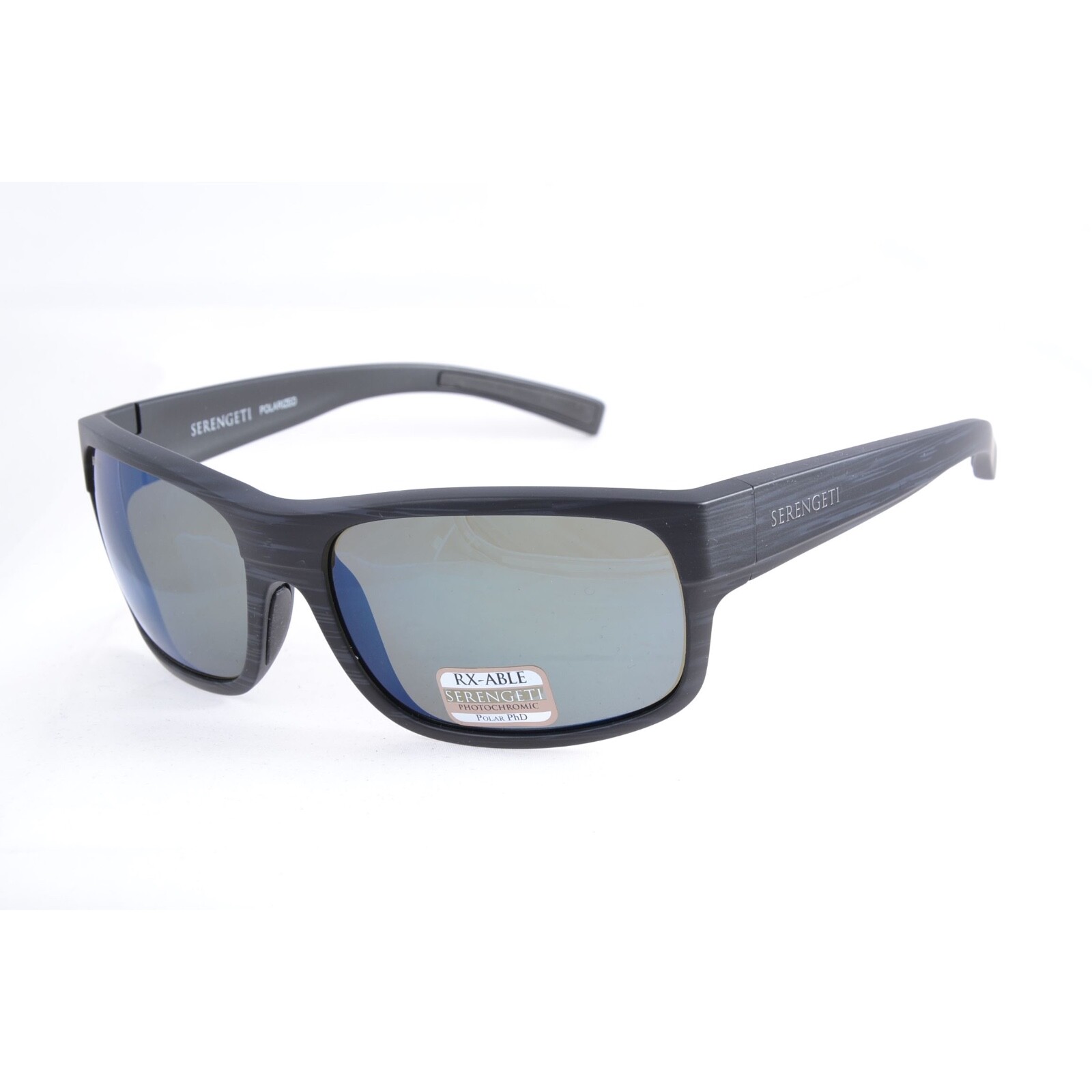 Pre-owned Serengeti Bergamo Matte Striped Gray Polar Photo 555 Blue Sunglasses 8809 In Polar + Photo 555 Nm Green Blue Mirror Trivex™