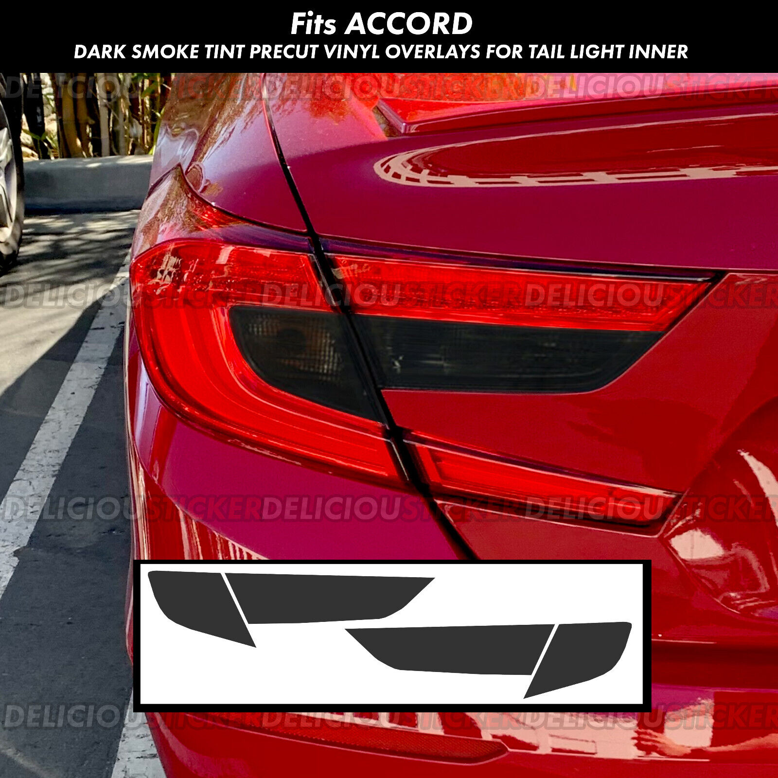 For 18-22 Accord SMOKE Rear Tail Light Signal Reverse Overlays PreCut Vinyl Tint