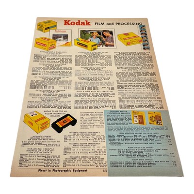 1968 Kodak Film and Processing   Full Color  Catalog Ad with Prices 