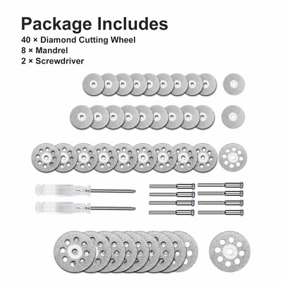 50 PCS Diamond Cutting Wheel Saw Blades Cut Off Discs Set for Dremel Rotary Tool