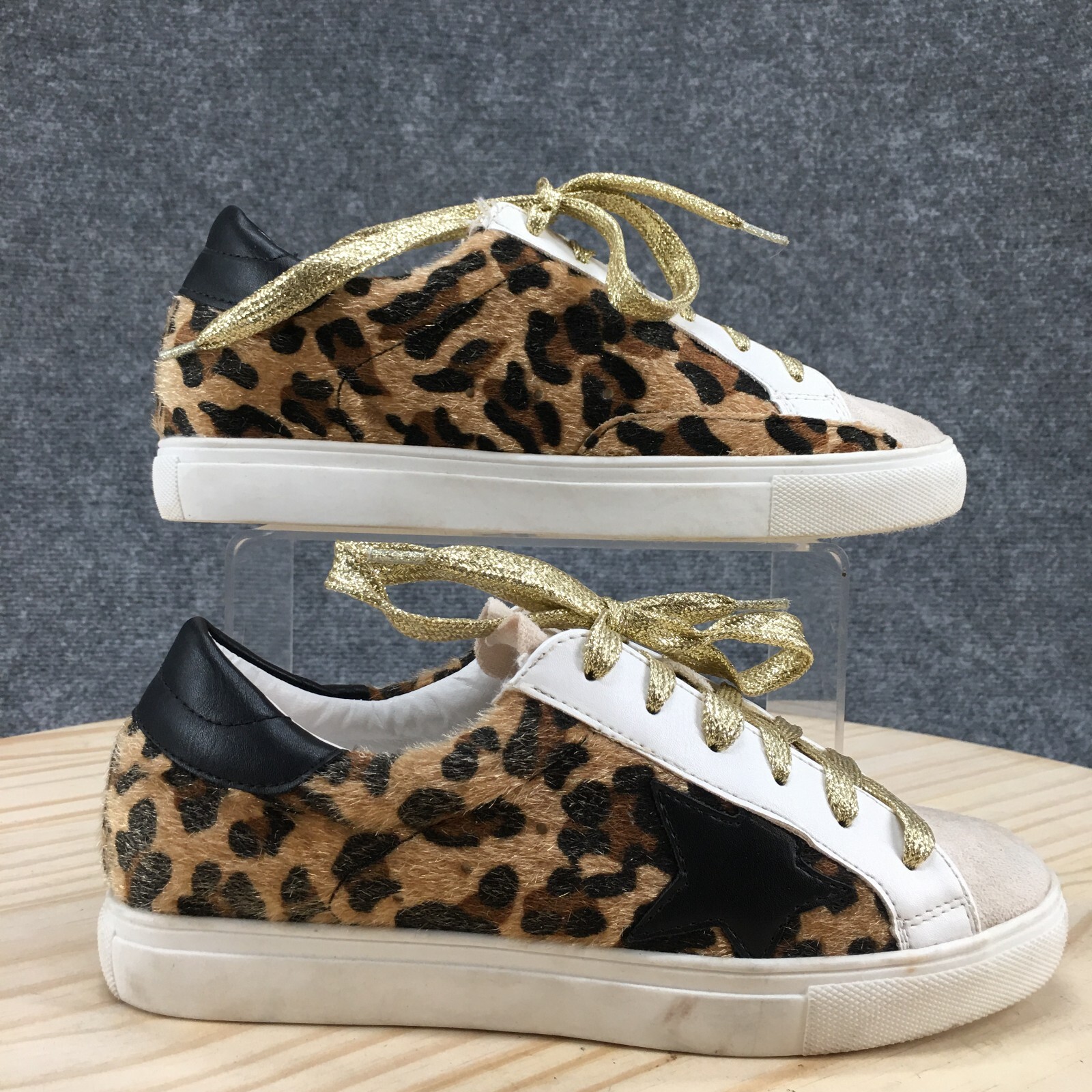 Nature Breeze Shoes Womens 6 Leopard Low Sneakers Brown Lace Up Casual Comfort eBay