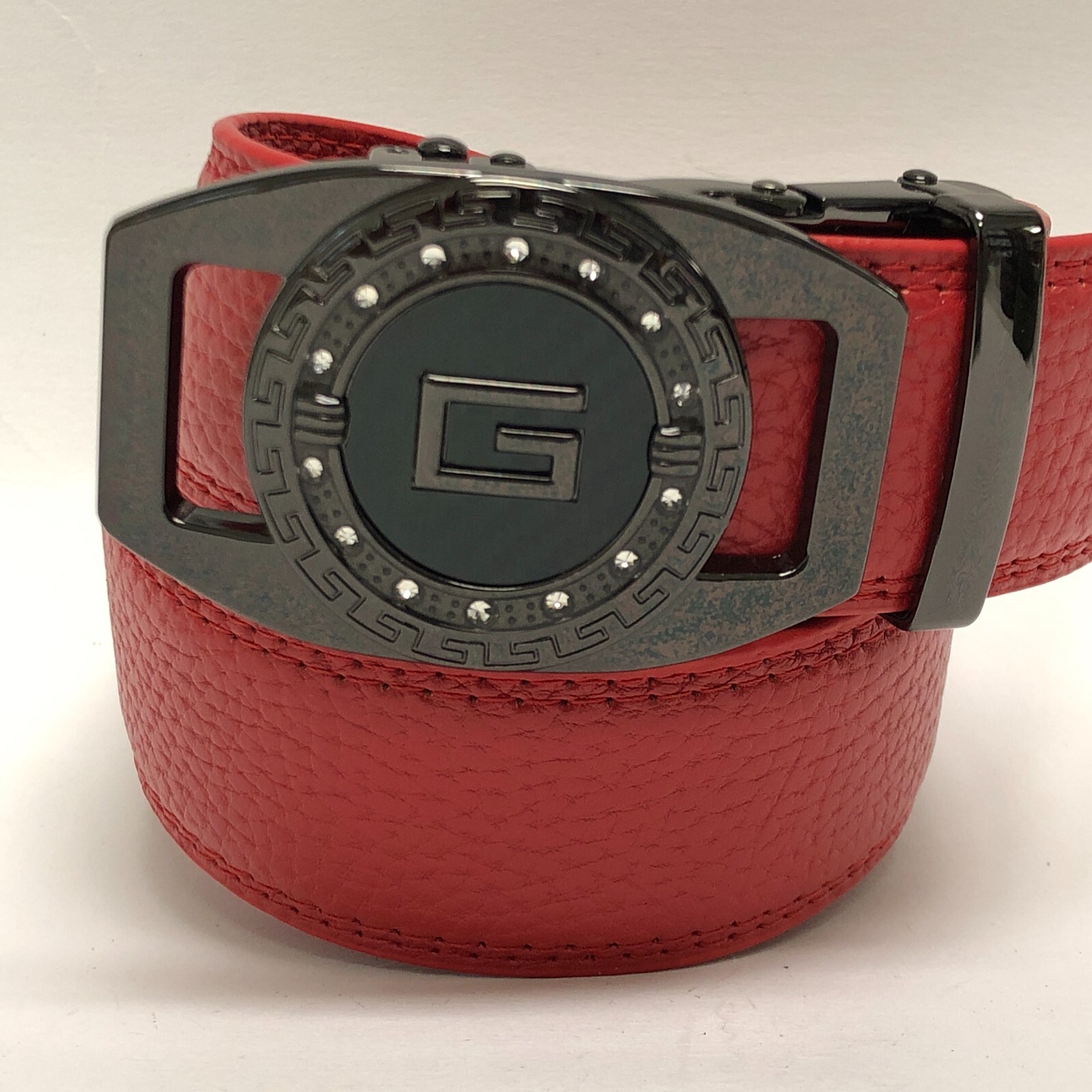 Automatic Sliding Ratchet Buckle Genuine Leather Designer Jeans Dress Belt Men's