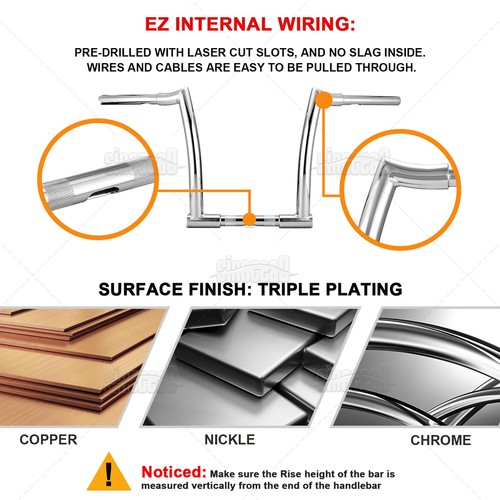 10/12/14/16" Rise Ape Hanger Handlebar For Yamaha V-Star Road Star XV1600/1700