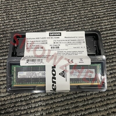 Lenovo/IBM 02JK971 4X77A08635 2RX4 64GB DDR4 PC4-3200AA RDIMM Server Memory NEW