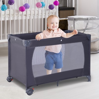 Cuna de Viaje Plegable Parque para Bebé con Ruedas Carga Hasta 20kg 120x60x75cm