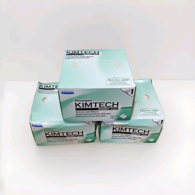3 boxes of 286 Kimwipes KIMTECH Delicate Task Wipers 4.4'' x 8.2'' ea sealed boxes