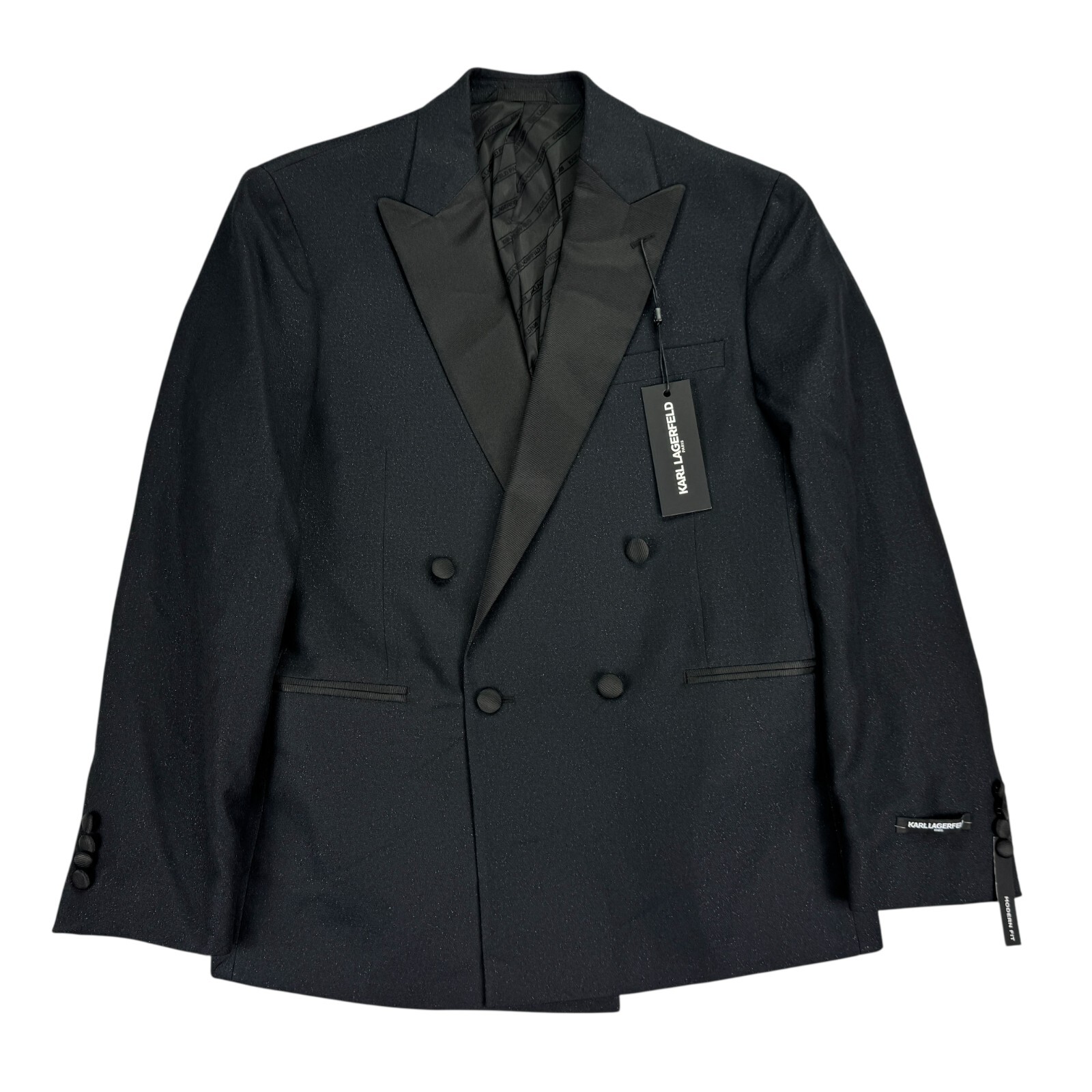 【新品】MANOF◼️TAILORED ALL IN ONE Karl Lagerfeld Mens Double-Breasted Tuxedo Modern Fit Suit