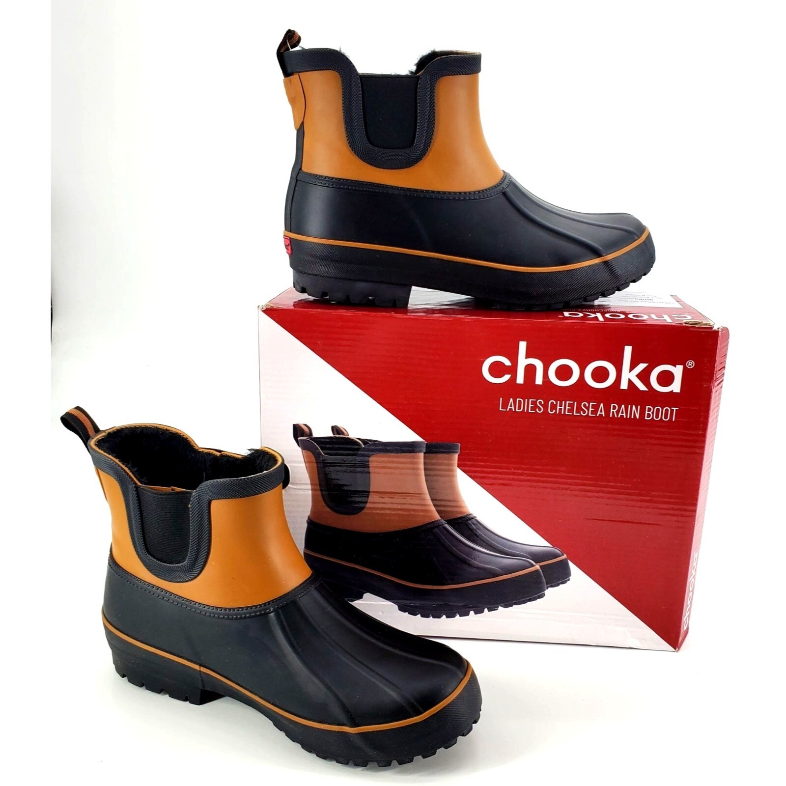 CHOOKA Rain Boots 6 Chelsea Duck Outdoor Faux Fur Shoes Waterproof Ankle Booties eBay