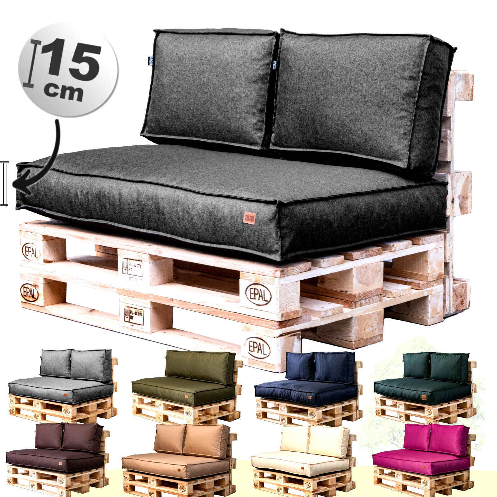 Euro Pallet Cushion Pallets Cushions Outdoor Garden Pallet Couch 120x60 80 40 cm eBay