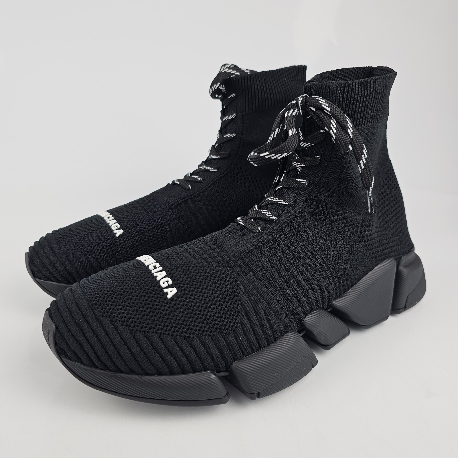 Pre-owned Balenciaga Speed 2 Men's Black Laced Sneakers