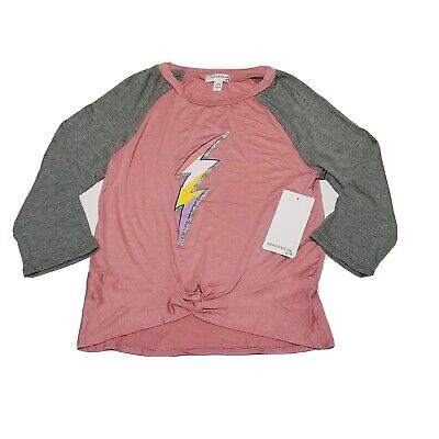 Eyeshadow Girls Top Blouse Size 7/8 Pink/Gray Long Sleeve MSRP: $27 NEW