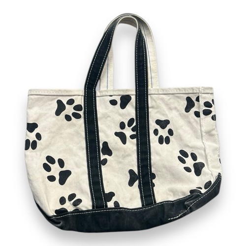 Vintage LL Bean Medium Canvas Boat and Tote Bag Dog Print Freeport