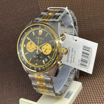 Pre-owned Seiko Chronograph Ssb430p1 Two-tone Gold Stainless Steel Analog Quartz Men Watch