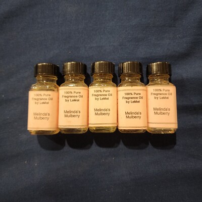 Lot Of 5 Mulberry Scented Fragrance Oil By LeMel .5 Oz Ea Vtg Concentrate 6
