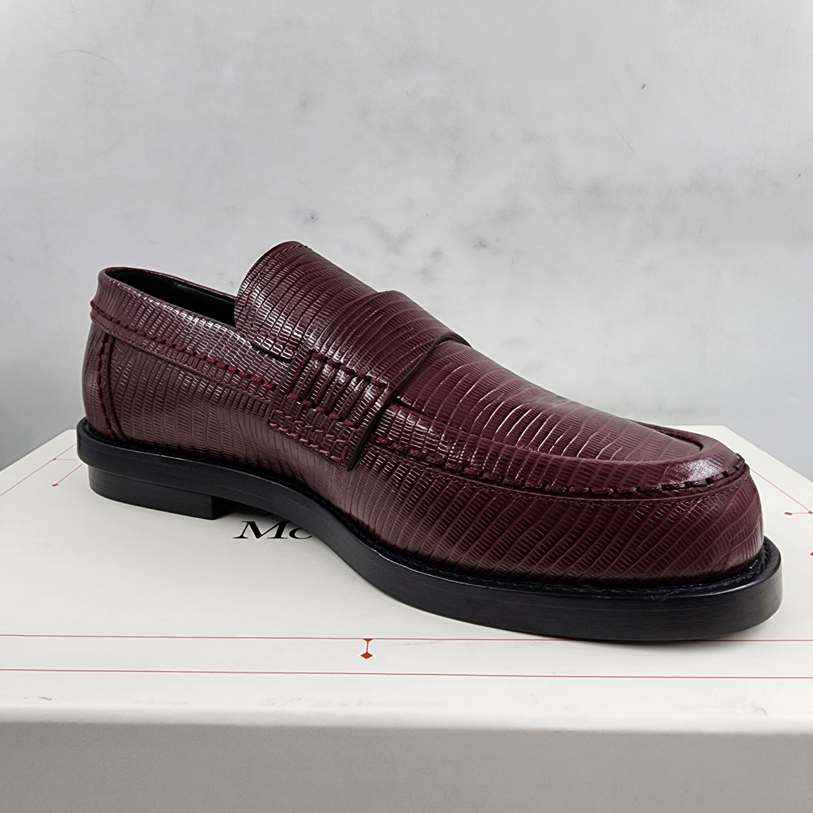 Alexander Mcqueen Croc Embossed Apron Toe Loafers Men's 41/8 US Burgundy - Picture 12 of 18