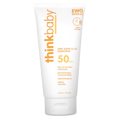 Think Thinkbaby Sunscreen SPF 50 6 жидких унций 177 мл Не содержит BPA, не тестировался на