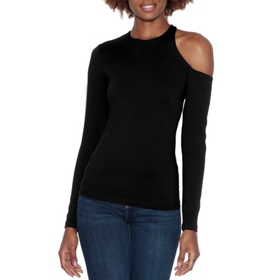 Susana Monaco Crew-Neck Cold Shoulder Top - Black NWT Size Medium