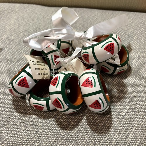 Park Imports Handpainted Wooden Napkin Rings Made In India Watermelon Slices