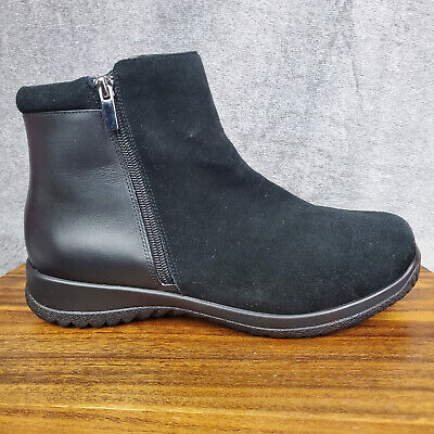Drew Kool Boots Women's 11 WW Wide Black Leather Comfort Wedge Zip Ankle Booties