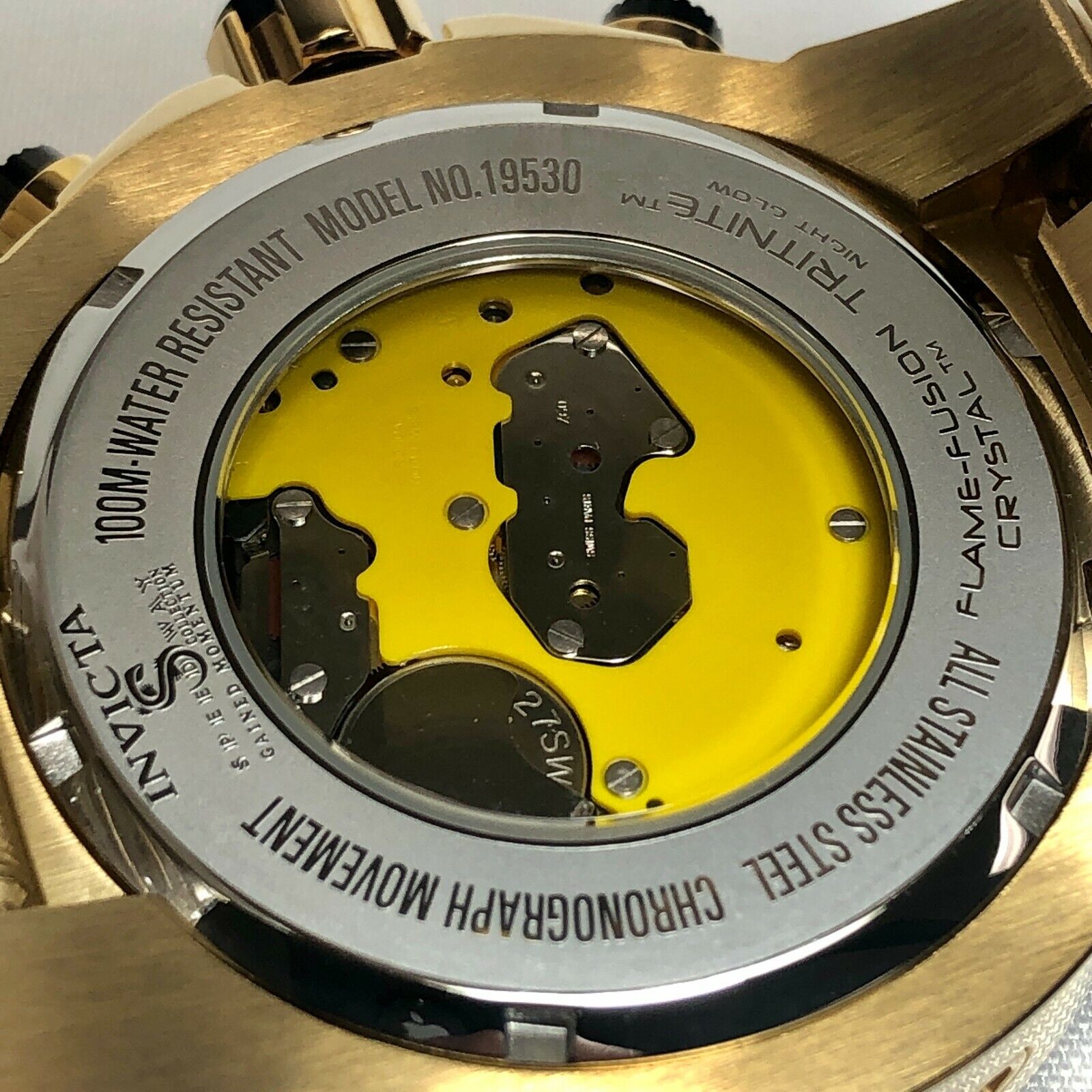 Pre-owned Invicta 19530 52mm Gold/black Speedway Quartz Chrono Viper Ssteel Bracelet Watch