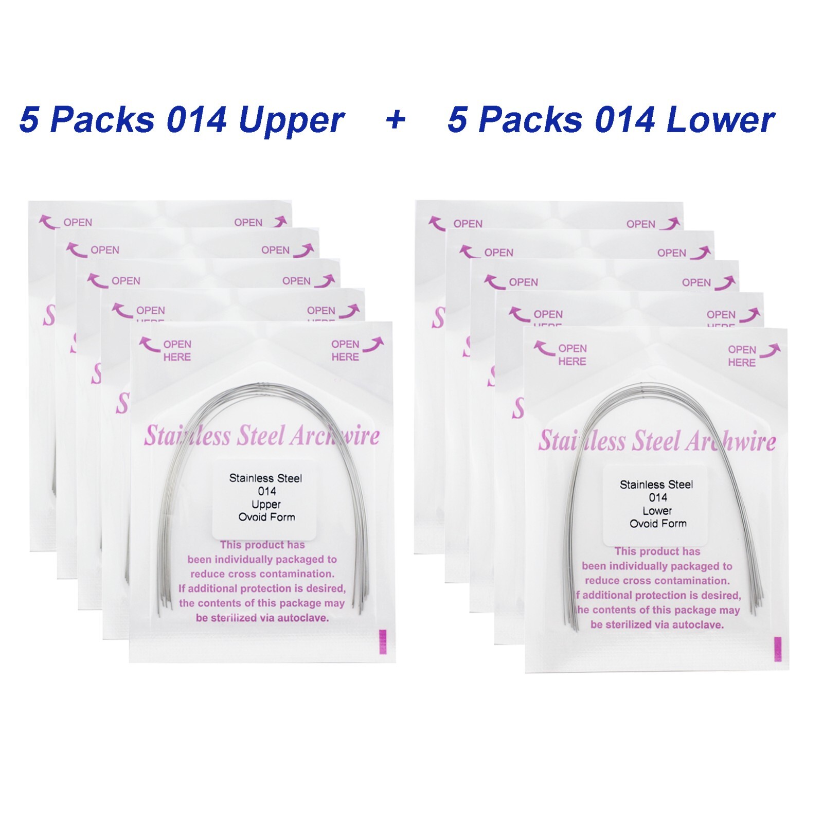 100Pcs Dental Orthodontic Arch Wire NiTi Stainless Steel Ovoid Round Rectangular