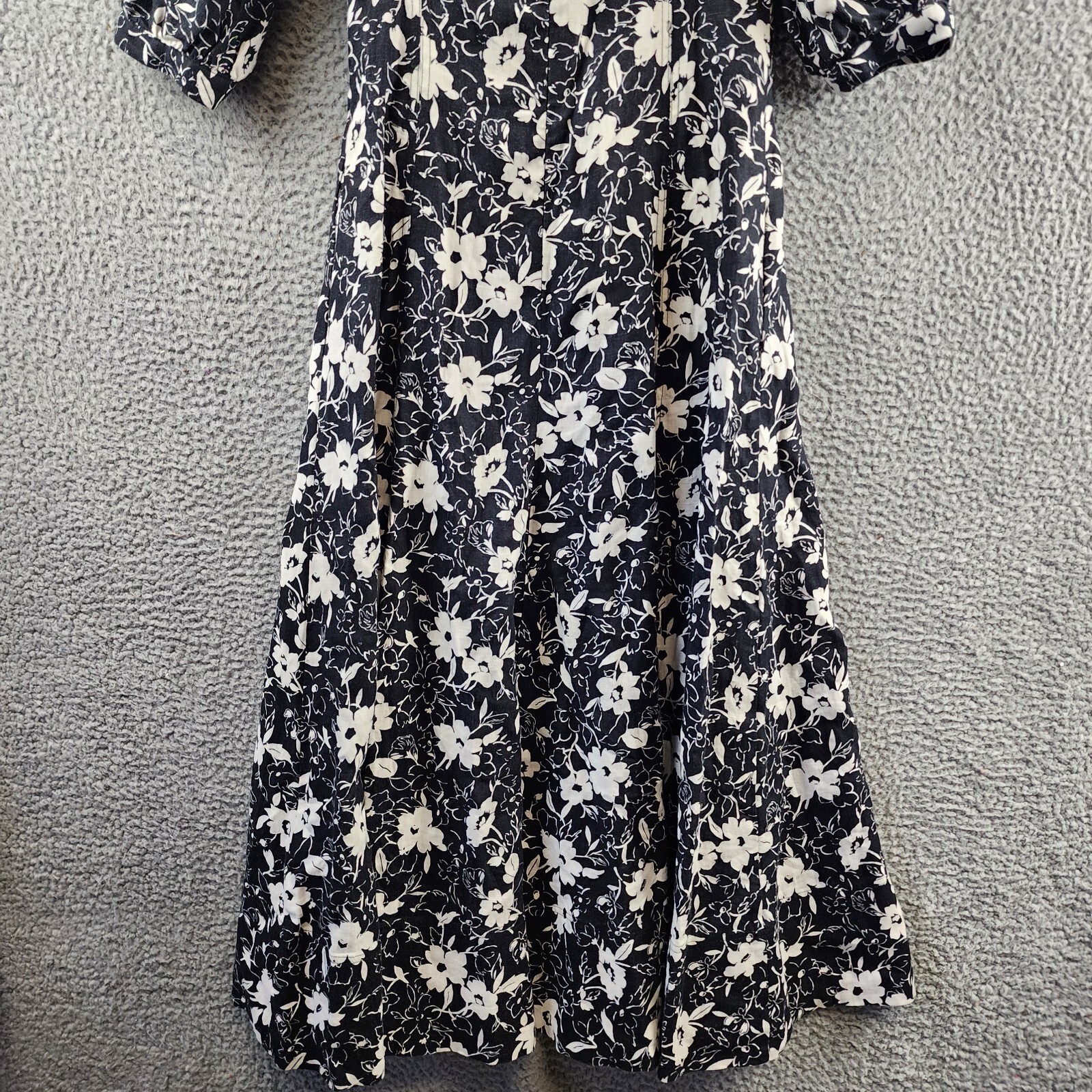Lauren Ralph Lauren Floral Off-the-Shoulder Linen Dress Women's 2 Black/White - Picture 13 of 13