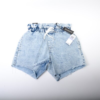 Blanc NYC Acid Wash Elastic Waist Cut-off Denim Drawstring Short Size 26/S