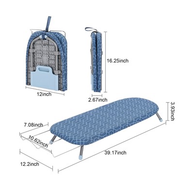 APEXCHASER Foldable Ironing Board with Iron Rest, Tabletop, Small,2 Heat Resi...