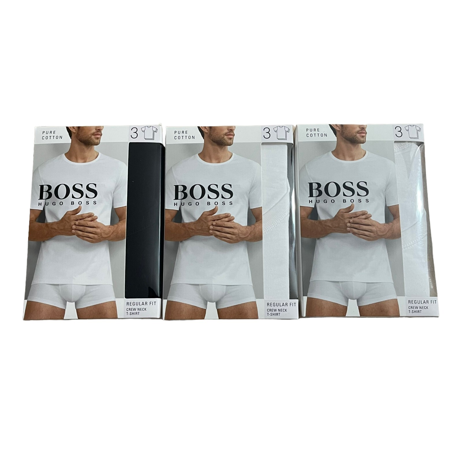 Hugo Boss Men's 3-Pack Regular Fit Cotton Short Sleeve Crew