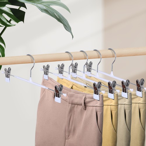 10/20/60/80PCS Skirt Hangers with Clips, Metal Pants Hangers For Clothes Trouser