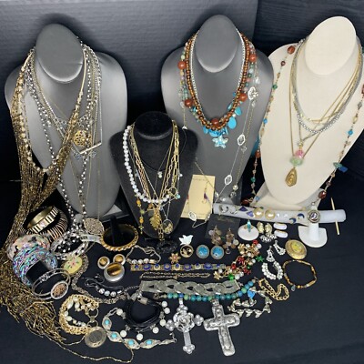 HUGE Vintage Women s Jewelry Lot 68 Pcs J Rivers Sar Cov Aldo More Signed LBS940