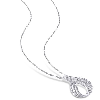 Pre-owned Amour 1/4 Ct Tw Diamond Multi-row Twist Pendant With Chain In 10k White Gold