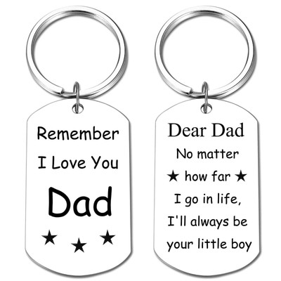 Birthday Keychain for Dad from Son Double-Sided Engraved Stainless Steel Gift