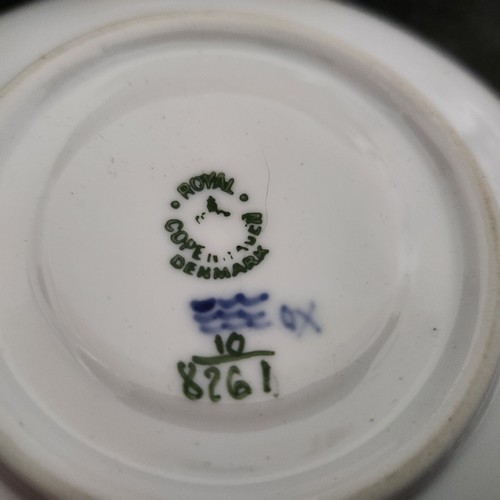 Blue Flowers Braided By Royal Copenhagen  Cups And Saucers #8261, Set Of 2