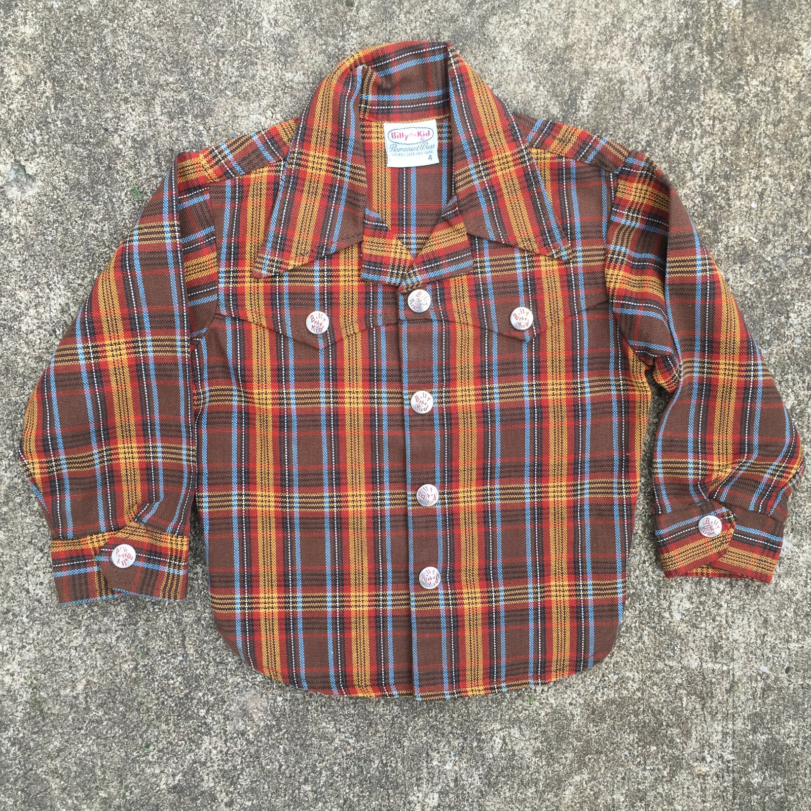 Vintage 50s 60s Billy the Kid Western Pearl Snap Shirt Kids