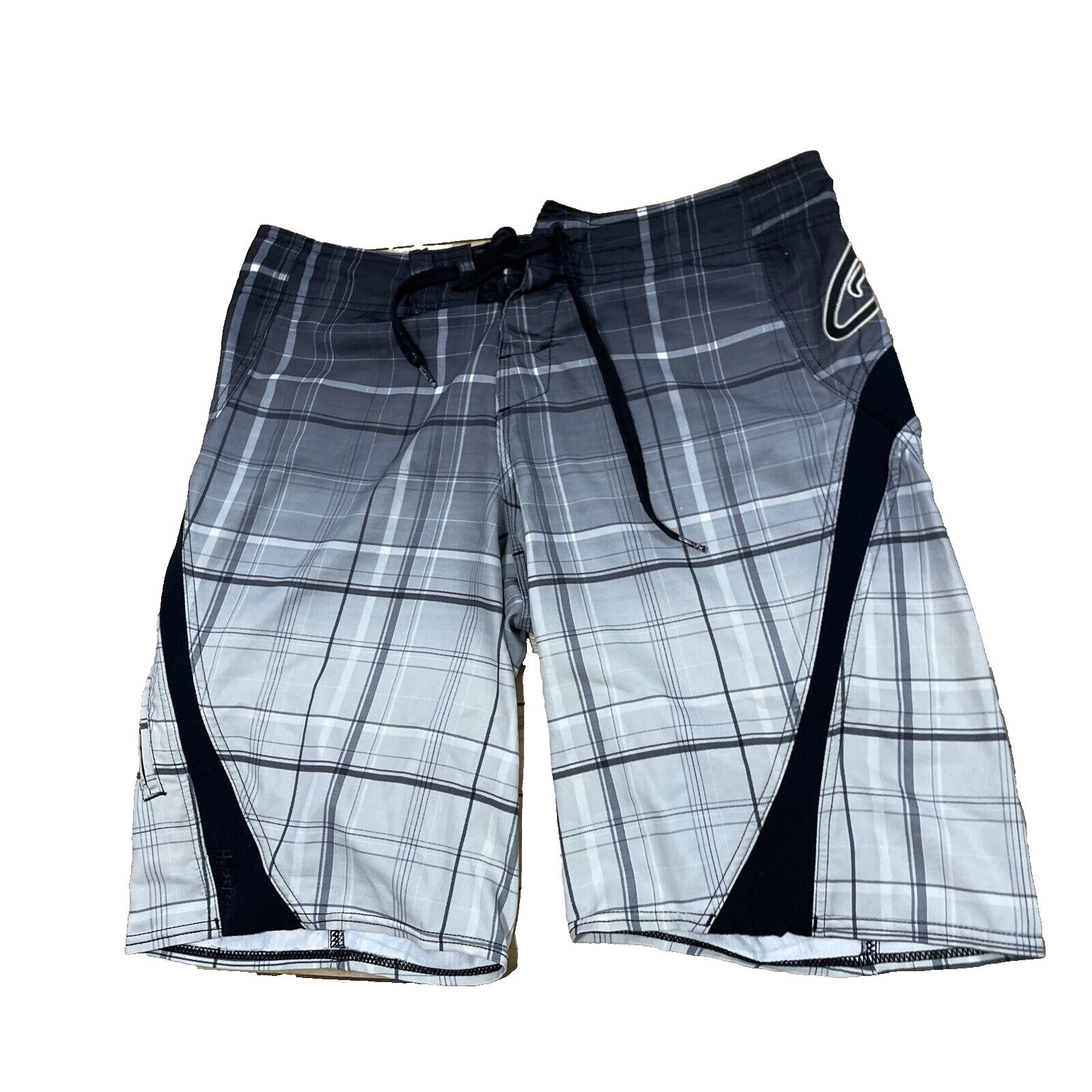 O'NEILL Superfreak Board Shorts Men 32x10 Gray Plaid Zip