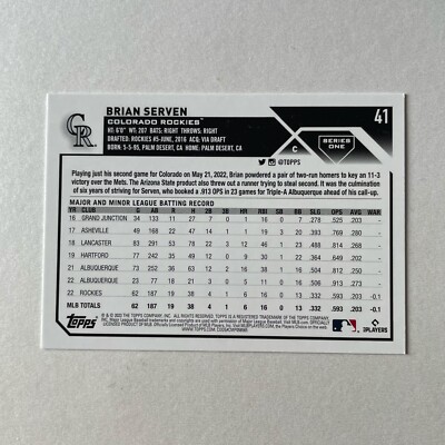 2023 Topps Series 1 #41 Brian Serven RC