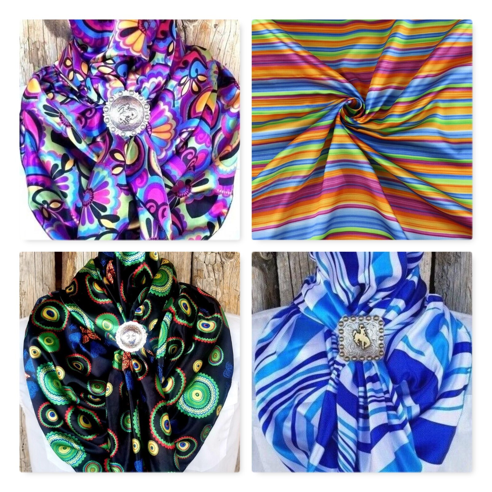 Wild Rag Scarf Western Cowboy Buckaroo Scarves Bandana Cowgirl Silky geometric 