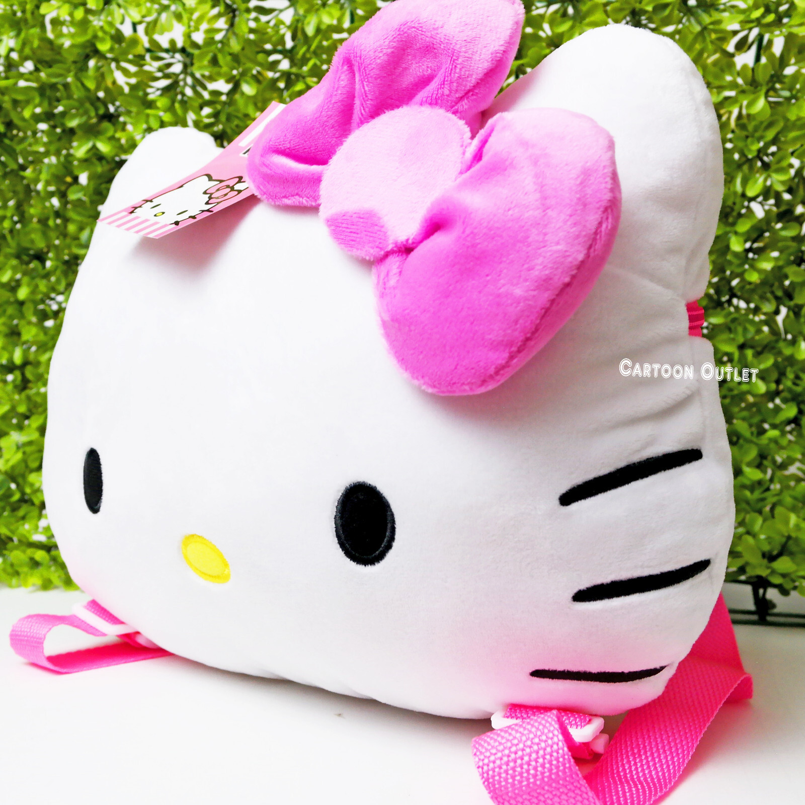Sanrio Hello Kitty Head Shaped Plush Backpack 10x13" Hello Kitty Pink Bow Plush