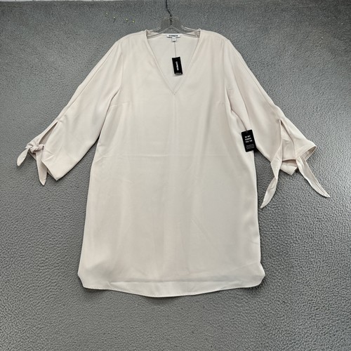 Express Women's 3/4 Tie Sleeve V-Neck Off White Tunic Shirt