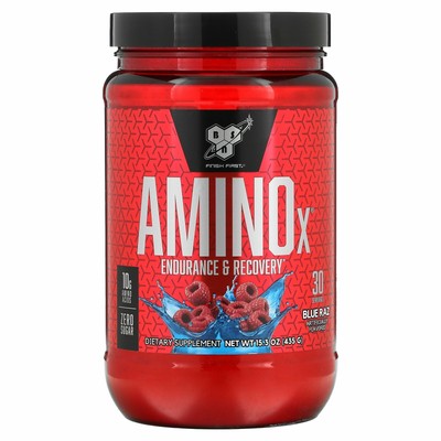 BSN, AminoX, формула BCAA, без кофеина, Blue Raz, 15,3 унции (435 г), восстановление