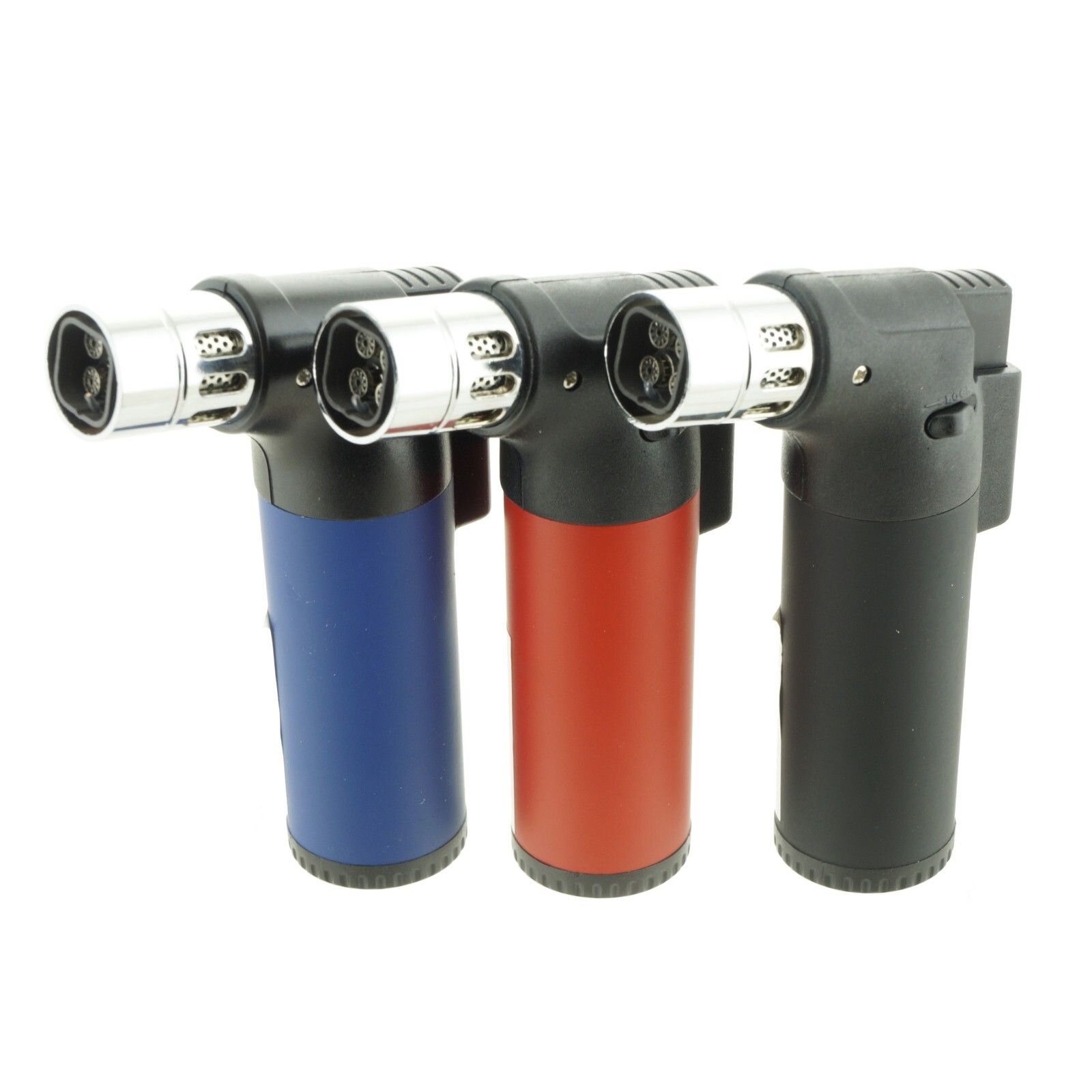 3 Pack Jumbo Quad Jet Flame Torch Gun Lighter Refillable Lockable gift Windproof