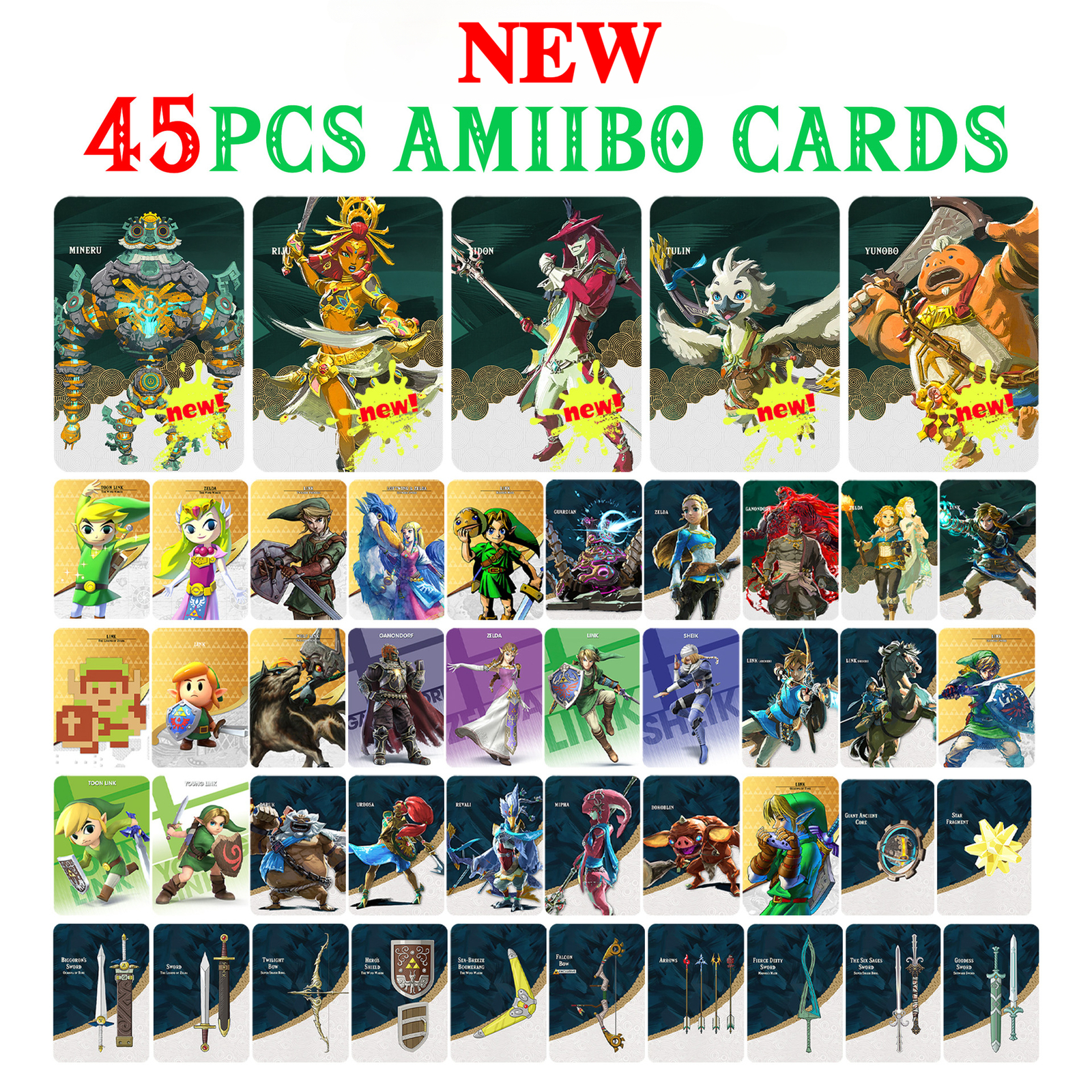 45pcs Amiibo Cards Zelda TOTK For Switch 1/2 - Mineru/Riju