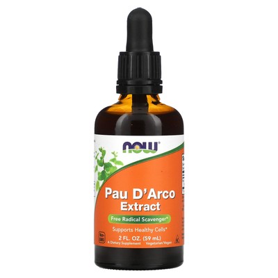 Now Foods Pau D Arco Extract 2 жидких унции 60 мл Гарантия качества GMP, веганский,